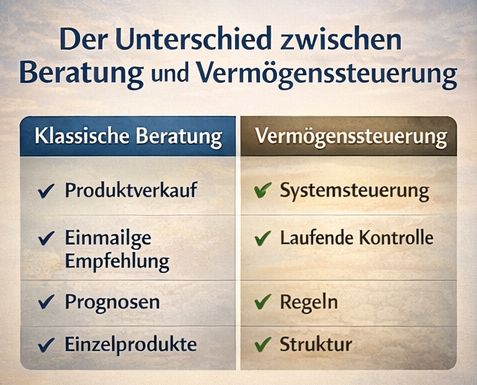 Vergleich zwischen klassischer Beratung und Vermögenssteuerung